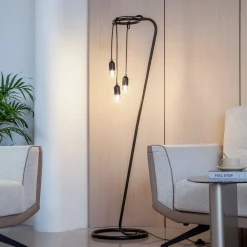 Gulvlamper|Gulvlamper ^ Lindby gulvlampe Elira, sort, metal, 150 cm høj, E27