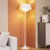 Gang|Gulvlamper ^ Lindby gulvlampe Eryndor, hvid, tekstil, Ø 47 cm, E27