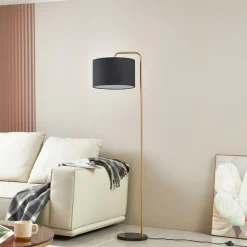 Lindby Gang|Gulvlamper > gulvlampe Hillary, sort/guld, marmor, 153 cm