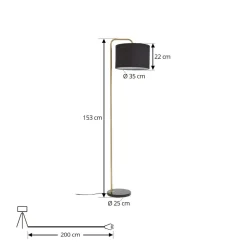Lindby Gang|Gulvlamper > gulvlampe Hillary, sort/guld, marmor, 153 cm