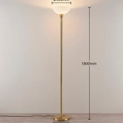 Lindby Gulvlamper|Gulvlamper > gulvlampe Ignacia, messingfarvet, glas, 180 cm, E27