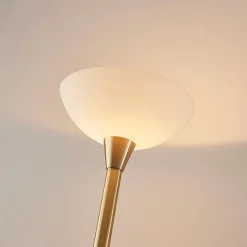 Lindby Gulvlamper|Gulvlamper > gulvlampe Ignacia, messingfarvet, glas, 180 cm, E27