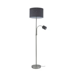 Lindby Gang|Gulvlamper > gulvlampe Jaileen, grå, tekstil, 170 cm, læselampe