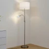 Gang|Gulvlamper ^ Lindby gulvlampe Jaileen, hvid, tekstil, 170 cm, læselampe