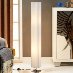 Lindby Gang|Pendellamper > gulvlampe Janno, hvid, tekstil, metal, 120 cm, E27