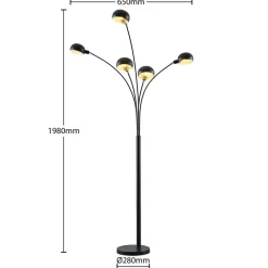 Lindby Pendellamper|Gulvlamper > gulvlampe Jewa, sort, metal, 5 lyskilder, E14