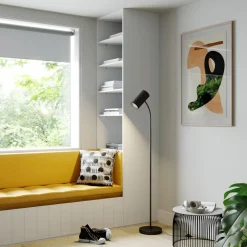Gulvlamper|Gulvlamper ^ Lindby gulvlampe Karoli, sort, 156 cm, metal, fleksibel arm