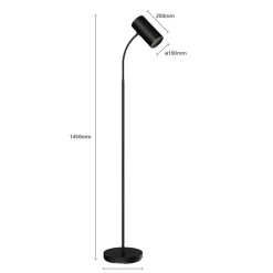 Gulvlamper|Gulvlamper ^ Lindby gulvlampe Karoli, sort, 156 cm, metal, fleksibel arm