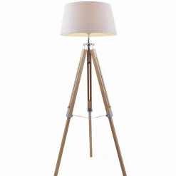 Lindby Gang|Gulvlamper > gulvlampe Katie, 162 cm, hvid, tekstil, træ, stativ