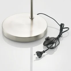Gang|Pendellamper ^ Lindby gulvlampe Keriba, nikkel/taupe, stof, 150 cm, E27