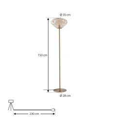 Lindby Gulvlamper|Gulvlamper > Gulvlampe Lelia, rav, glas, metal, 150 cm