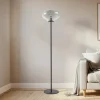 Lindby Gulvlamper|Gulvlamper > Gulvlampe Lelia, røggrå, glas, metal, 150 cm