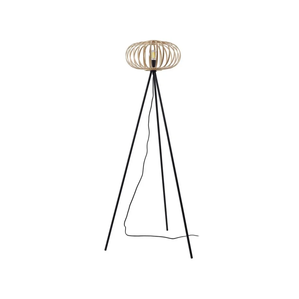 Gulvlamper ^ Lindby gulvlampe Lielle, naturlig bambus, Ø 40 cm