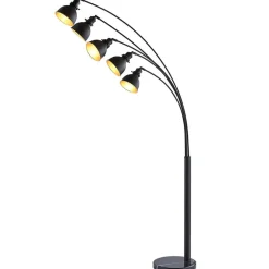 Gulvlamper|Gulvlamper ^ Lindby gulvlampe Lira, 5 lyskilder, højde 205 cm, sort, guld