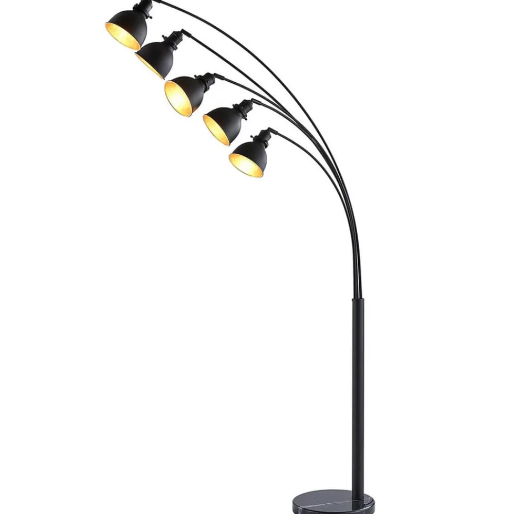Gulvlamper|Gulvlamper ^ Lindby gulvlampe Lira, 5 lyskilder, højde 205 cm, sort, guld