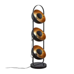 Lindby Gulvlamper|Gulvlamper > gulvlampe Muriel, 3 lyskilder, sort/guld, metal