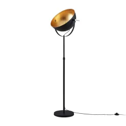 Lindby Gulvlamper|Gulvlamper > gulvlampe Muriel, 1 lyskilde, sort/guld, metal