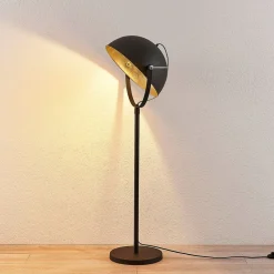 Lindby Gulvlamper|Gulvlamper > gulvlampe Muriel, 1 lyskilde, sort/guld, metal