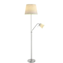 Lindby Gang|Pendellamper > gulvlampe Nantwin, 175 cm, grå, nikkel, tekstil