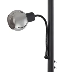 Lindby Gulvlamper > gulvlampe Nehemia, sort, glas, læselampe, 185 cm