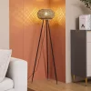 Lindby Gulvlamper > gulvlampe Nerys, sort, bambus, Ø 31,5 cm, stativ