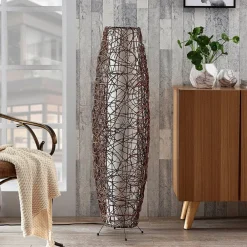 Lindby Gulvlamper|Gulvlamper > gulvlampe Nias, højde 111 cm, rattan, tekstil