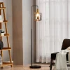 Gulvlamper|Gulvlamper ^ Lindby gulvlampe Nimbora, 150 cm, sort, glas, metal