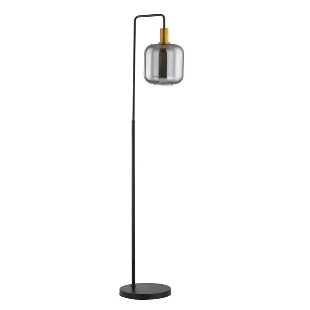 Gulvlamper|Gulvlamper ^ Lindby gulvlampe Nimbora, 150 cm, sort, glas, metal