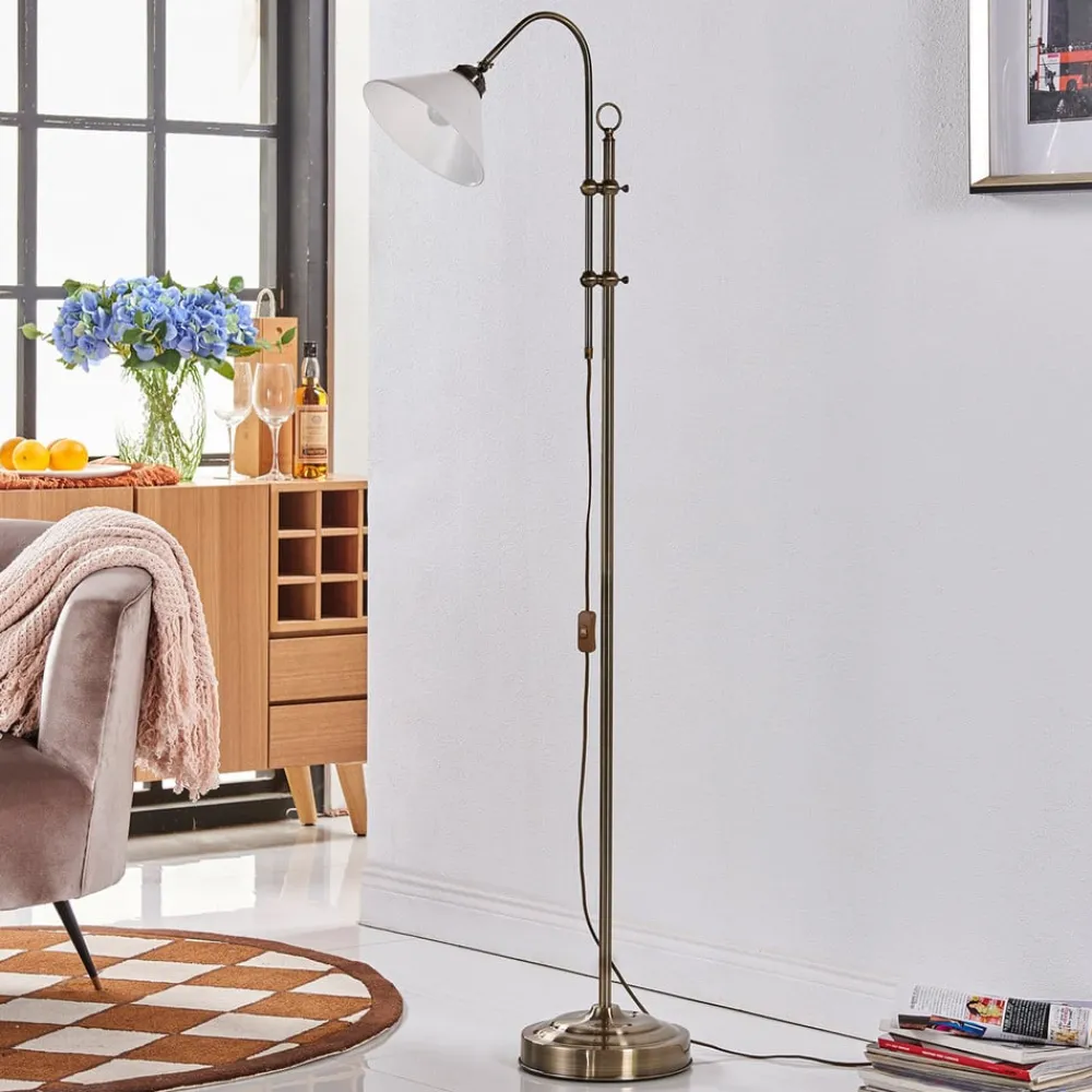 Lindby Gang|Gulvlamper > gulvlampe Otis, antik messing, glas, 170 cm, E27