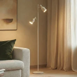 Lindby Arbejdsrum/Kontor|Gulvlamper > gulvlampe Ovelia, beige, metal, E27