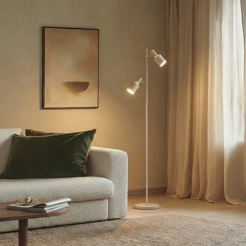 Lindby Arbejdsrum/Kontor|Gulvlamper > gulvlampe Ovelia, beige, metal, E27