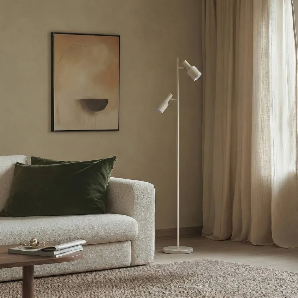 Lindby Arbejdsrum/Kontor|Gulvlamper > gulvlampe Ovelia, beige, metal, E27