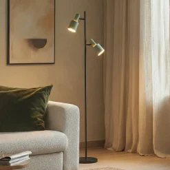 Lindby Arbejdsrum/Kontor|Gulvlamper > gulvlampe Ovelia, grøn/sort, metal, E27
