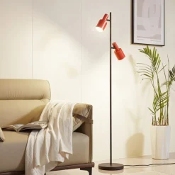 Lindby Arbejdsrum/Kontor|Gulvlamper > gulvlampe Ovelia, orange/sort, metal, E27