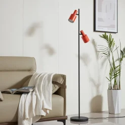 Lindby Arbejdsrum/Kontor|Gulvlamper > gulvlampe Ovelia, orange/sort, metal, E27