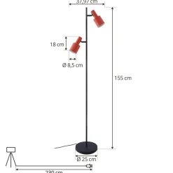 Lindby Arbejdsrum/Kontor|Gulvlamper > gulvlampe Ovelia, orange/sort, metal, E27