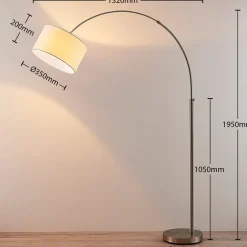 Lindby Pendellamper|Gulvlamper > gulvlampe Railyn, hvid, stof, 200 cm, E27