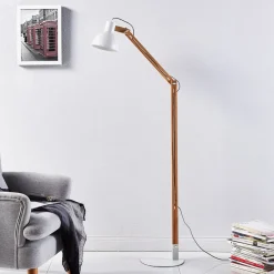 Lindby Arbejdsrum/Kontor|Pendellamper > gulvlampe Shivanja, træ, justerbar, 146 cm, E27