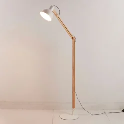 Lindby Arbejdsrum/Kontor|Pendellamper > gulvlampe Shivanja, træ, justerbar, 146 cm, E27
