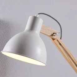 Lindby Arbejdsrum/Kontor|Pendellamper > gulvlampe Shivanja, træ, justerbar, 146 cm, E27