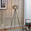 Lindby Gulvlamper|Gulvlamper > gulvlampe Tamira, sort, rattan, 143 cm høj, E27