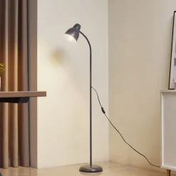 Lindby Gulvlamper|Gulvlamper > Gulvlampe Tebbi, grå, metal, højde 150 cm