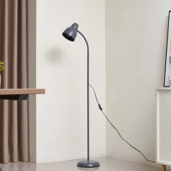 Lindby Gulvlamper|Gulvlamper > Gulvlampe Tebbi, grå, metal, højde 150 cm