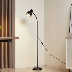 Gang|Gulvlamper ^ Lindby gulvlampe Tebbi, sort, metal, højde 150 cm