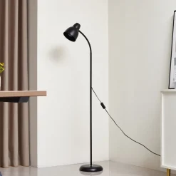 Gang|Gulvlamper ^ Lindby gulvlampe Tebbi, sort, metal, højde 150 cm