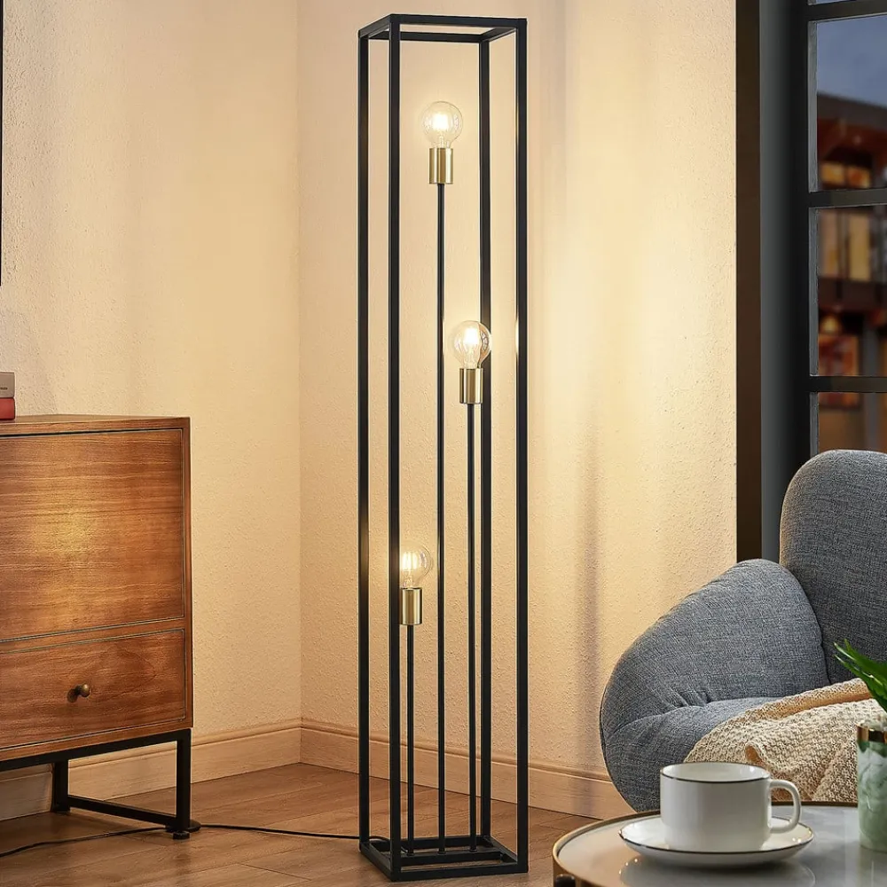 Lindby Pendellamper|Gulvlamper > gulvlampe Tiliane, sort, metal, 3 lyskilder, 153 cm