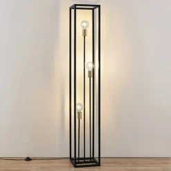 Lindby Pendellamper|Gulvlamper > gulvlampe Tiliane, sort, metal, 3 lyskilder, 153 cm