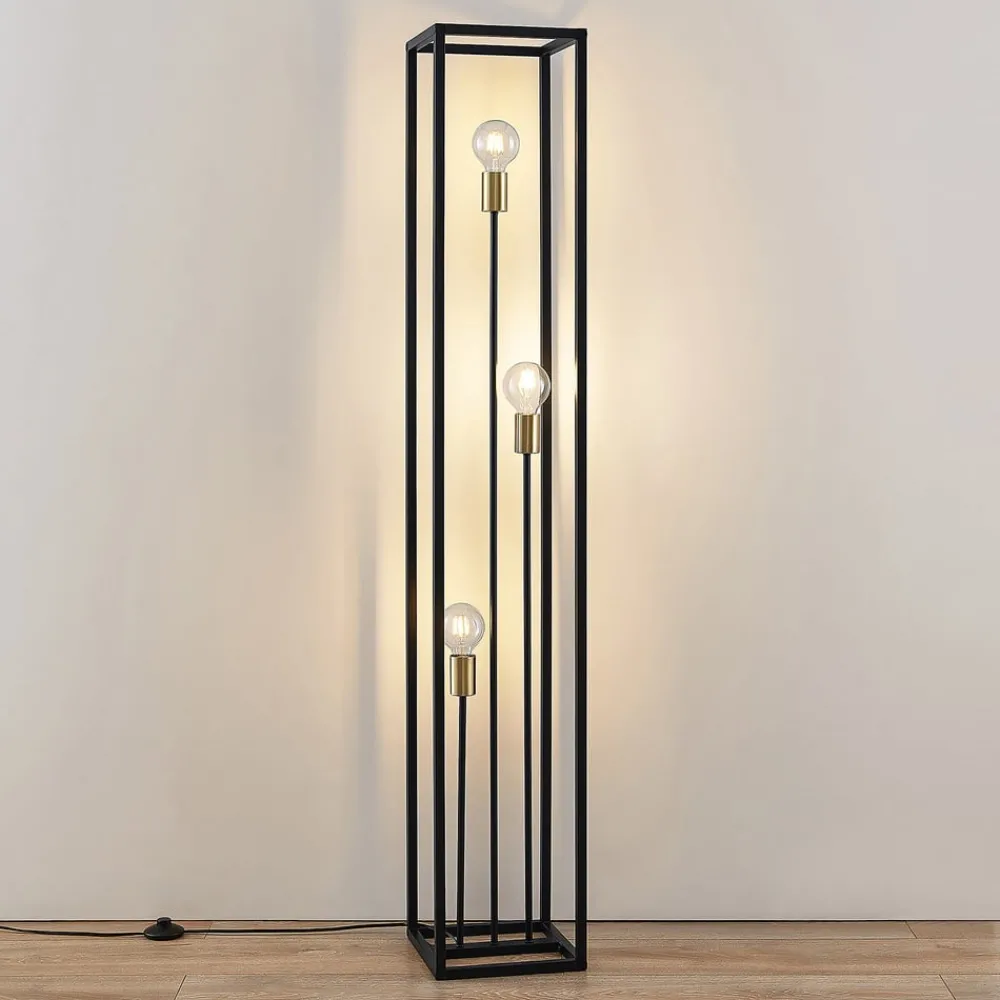 Lindby Pendellamper|Gulvlamper > gulvlampe Tiliane, sort, metal, 3 lyskilder, 153 cm