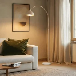 Lindby Gulvlamper|Gulvlamper > Gulvlampe Tonka, beige, metal/marmor, 180 cm, E27