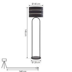 Lindby Gang|Pendellamper > gulvlampe Tsomo, Ø 40 cm, sort, stof, E27